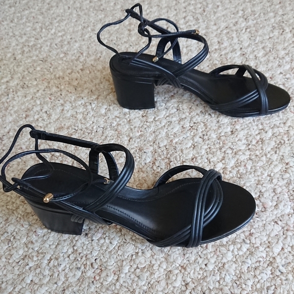 Schutz Brynn Mid Block Leather Sandal size 36.5 - Picture 2 of 13